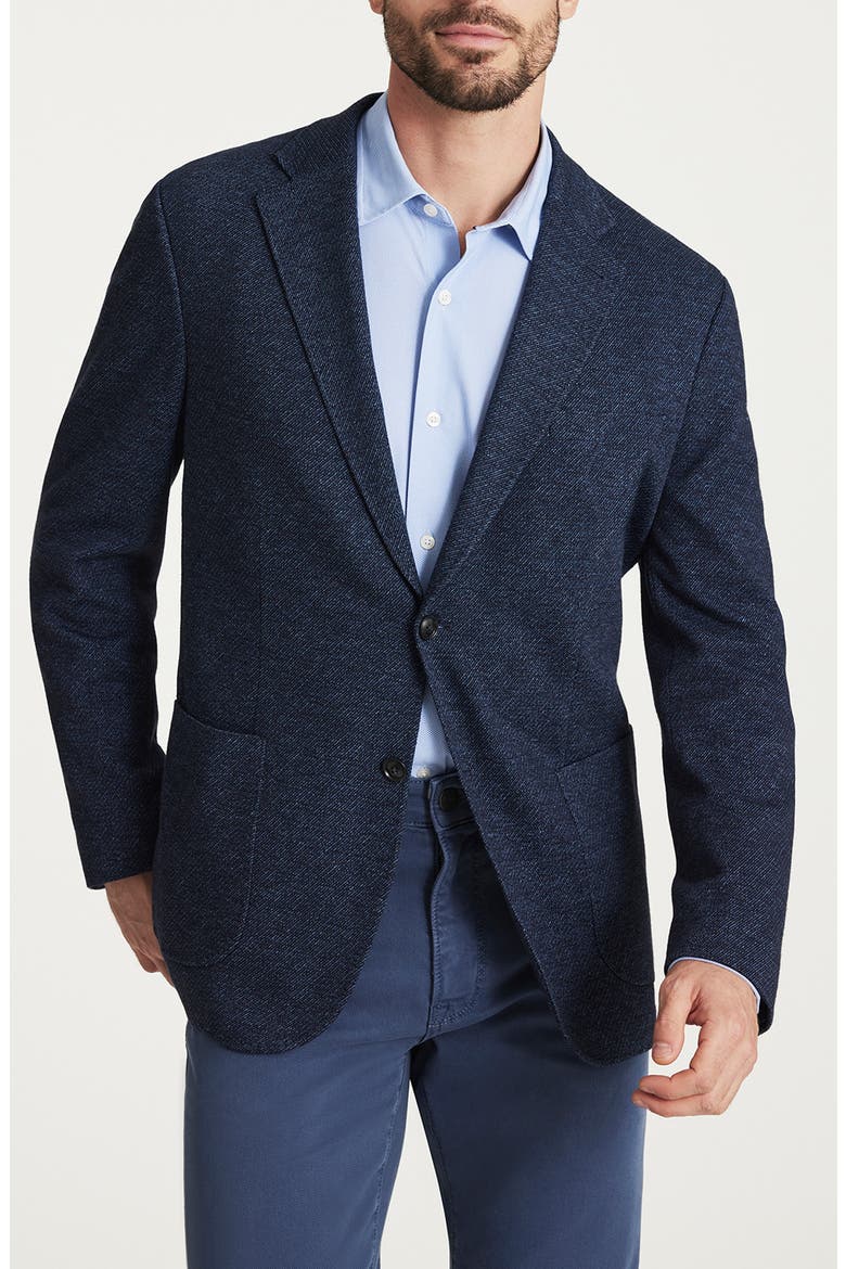 Matteo Wool & Cotton Twill Knit Blazer, Main, color, DARK NAVY