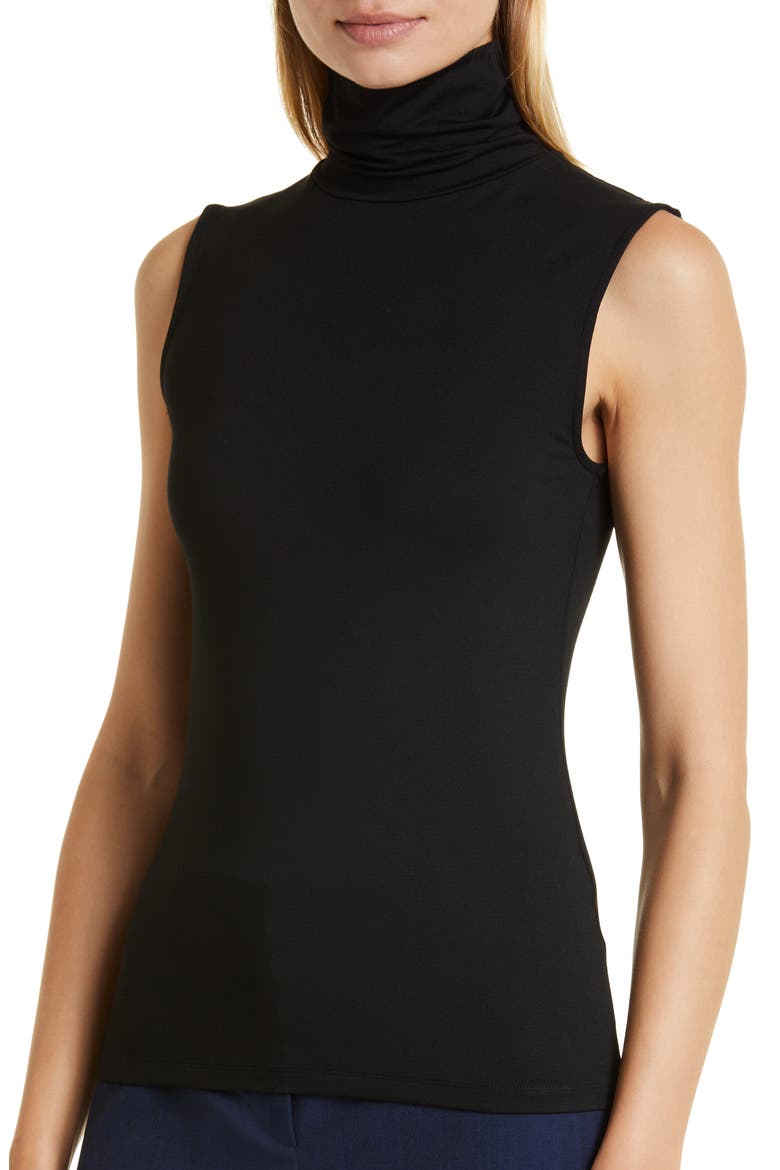 Enani Sleeveless Turtleneck Top, Alternate, color, BLACK