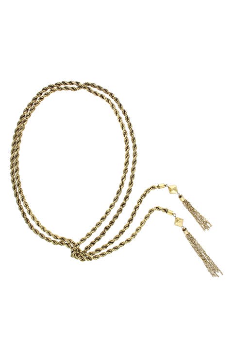 Dalia Tassel Drop Rope Chain Lariat Necklace