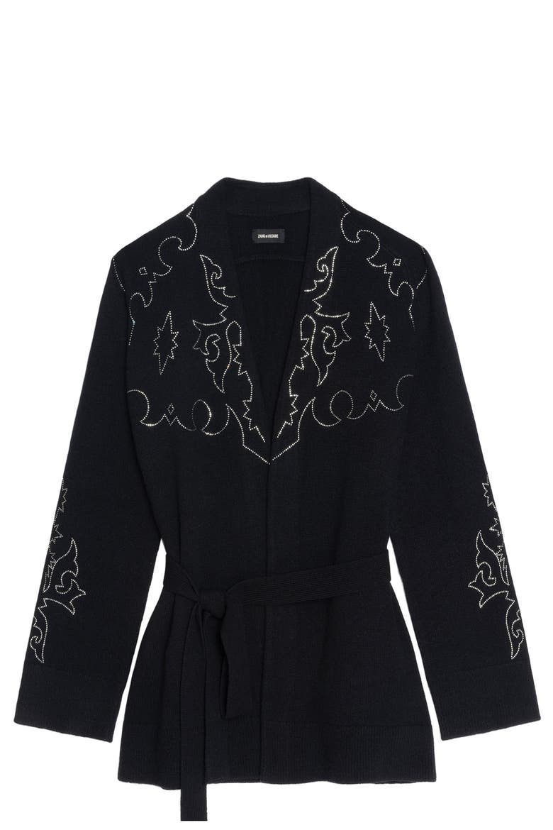 Salomy Crystal Embellished Cashmere Sweater, Alternate, color, BLACK