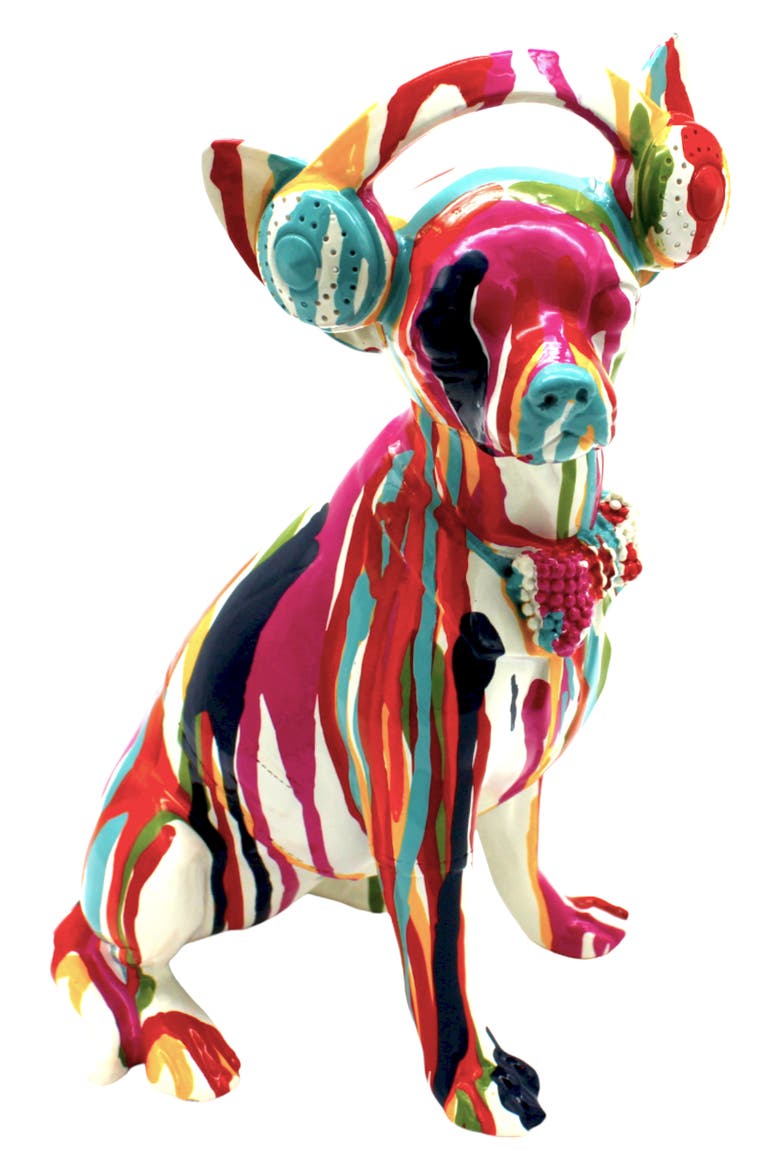 Graffiti Headphone Chihuahua Statue, Main, color, MULTI-COLOR