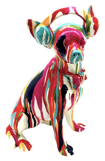 Interior Illusions Graffiti Headphone Chihuahua Statue In Multi