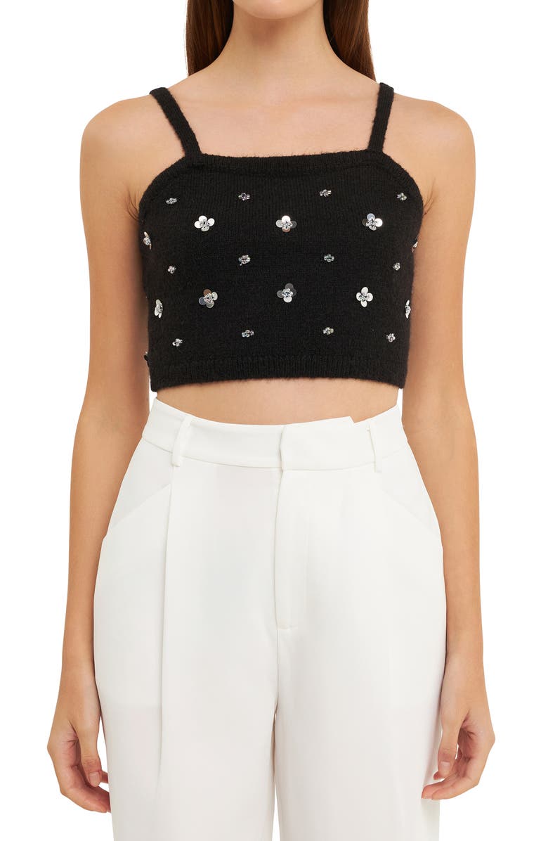 Endless Rose Sequin Floral Sweater Camisole, Alternate, color, 