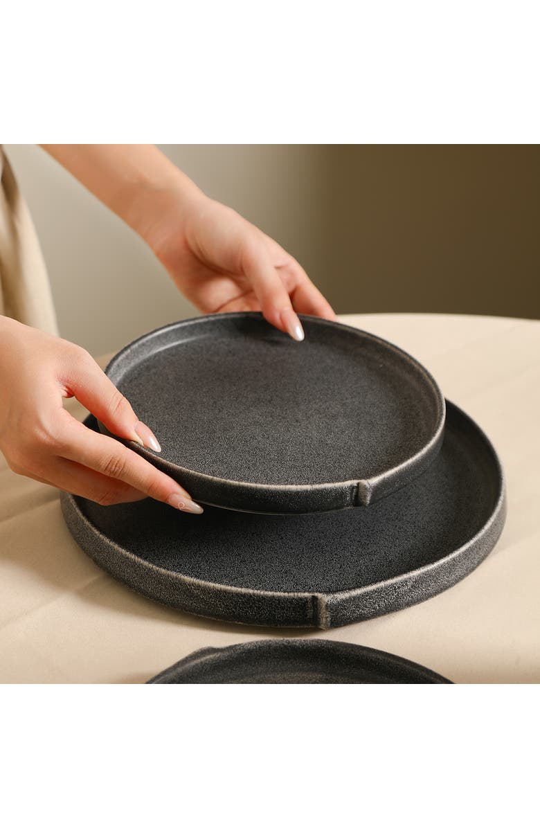 Stone Lain Bao Stoneware 4-Piece Salad Plate Set, Alternate, color, Charcoal