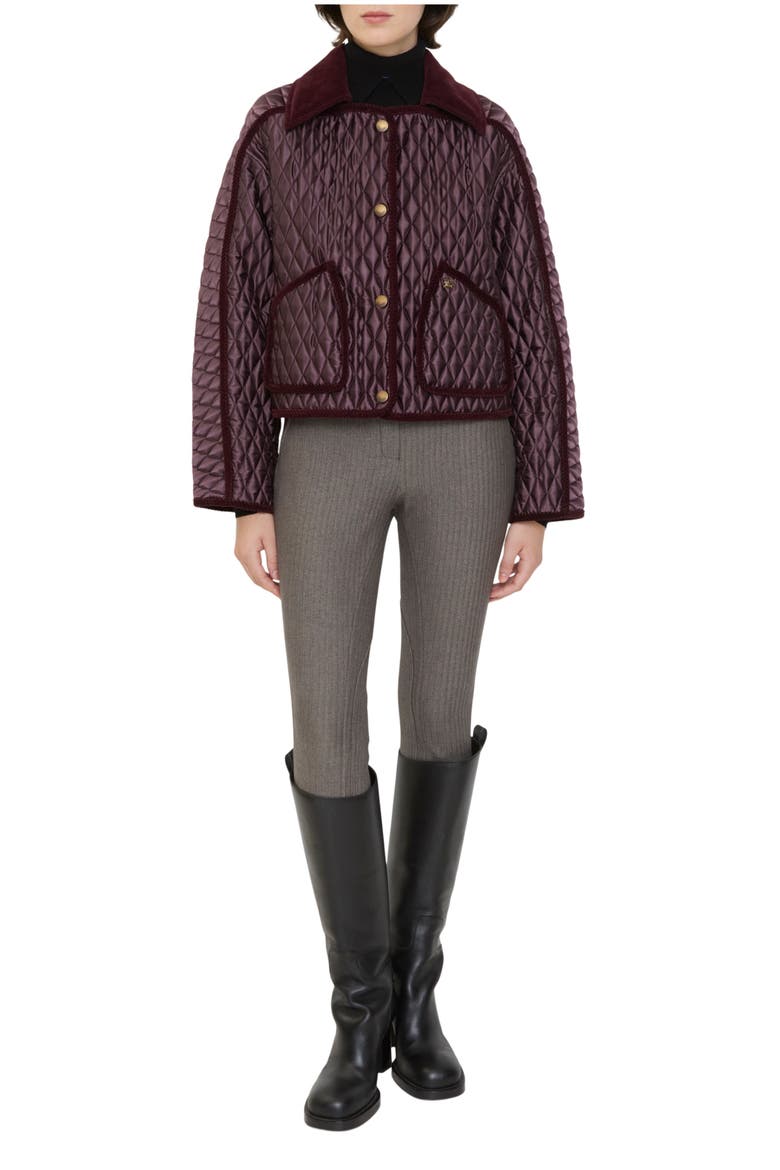 Cropped Quilted Nylon Floriston Jacket, Main, color, Mahogany brown