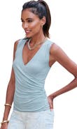 LASCANA Women's Wrap Look Sleeveless Top