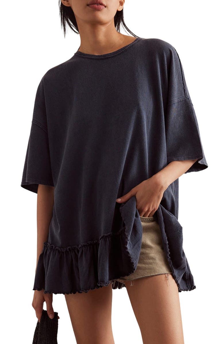 Free People Why Yes Oversized Tiered Cotton T-Shirt, Main, color, 