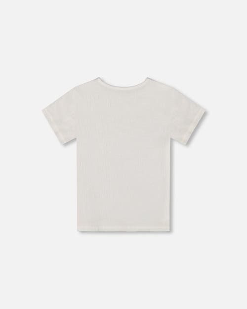 Deux Par Deux Girl's Crinkle Short Sleeve Top White In White