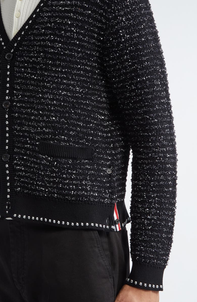 Thom Browne Eyelash Tweed Jacquard Knit Cardigan, Alternate, color, 