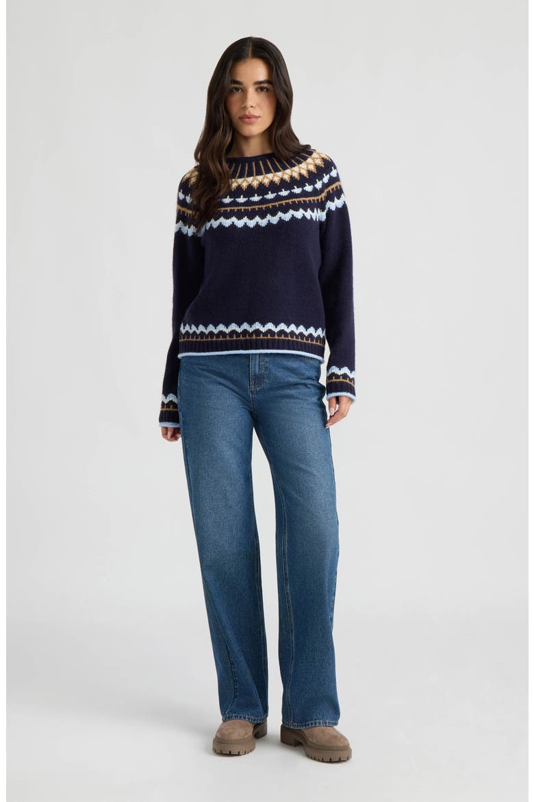 Fair Isle Crewneck Sweater, Alternate, color, DARK NAVY FAIR ISLE