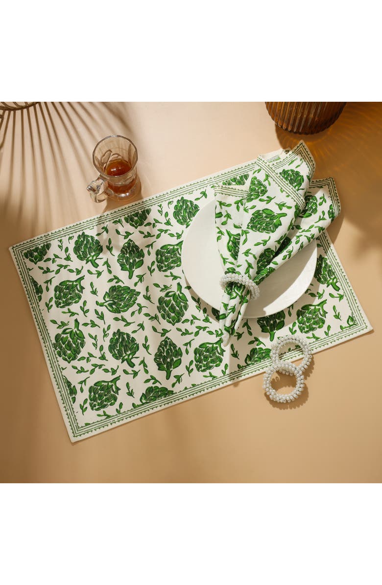 Tiramisu Scarlet Set of 4 Placemats, Alternate, color, Green