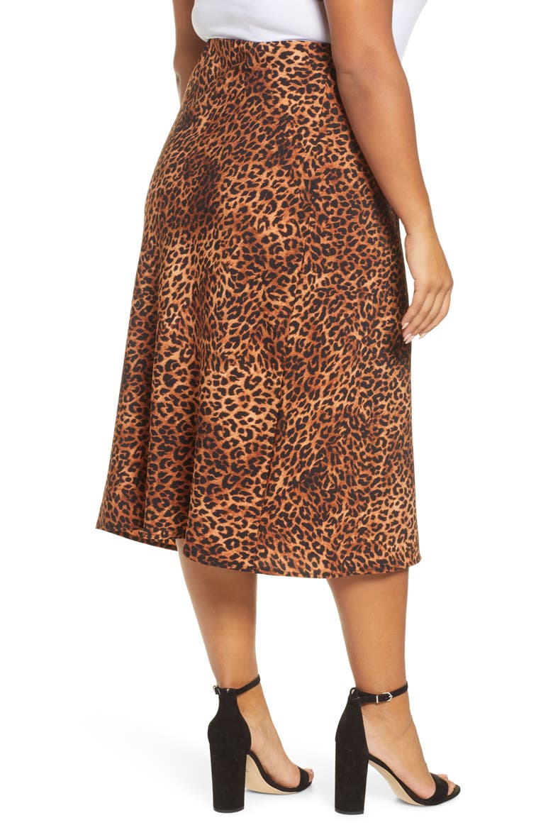 Lyndon Satin Bias Skirt, Alternate, color, TEXTURED LEOPARD
