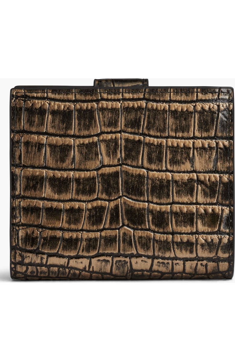 Donna Karan New York Valley Stream Metallic Croco Small Wallet, Alternate, color, Black/Gold