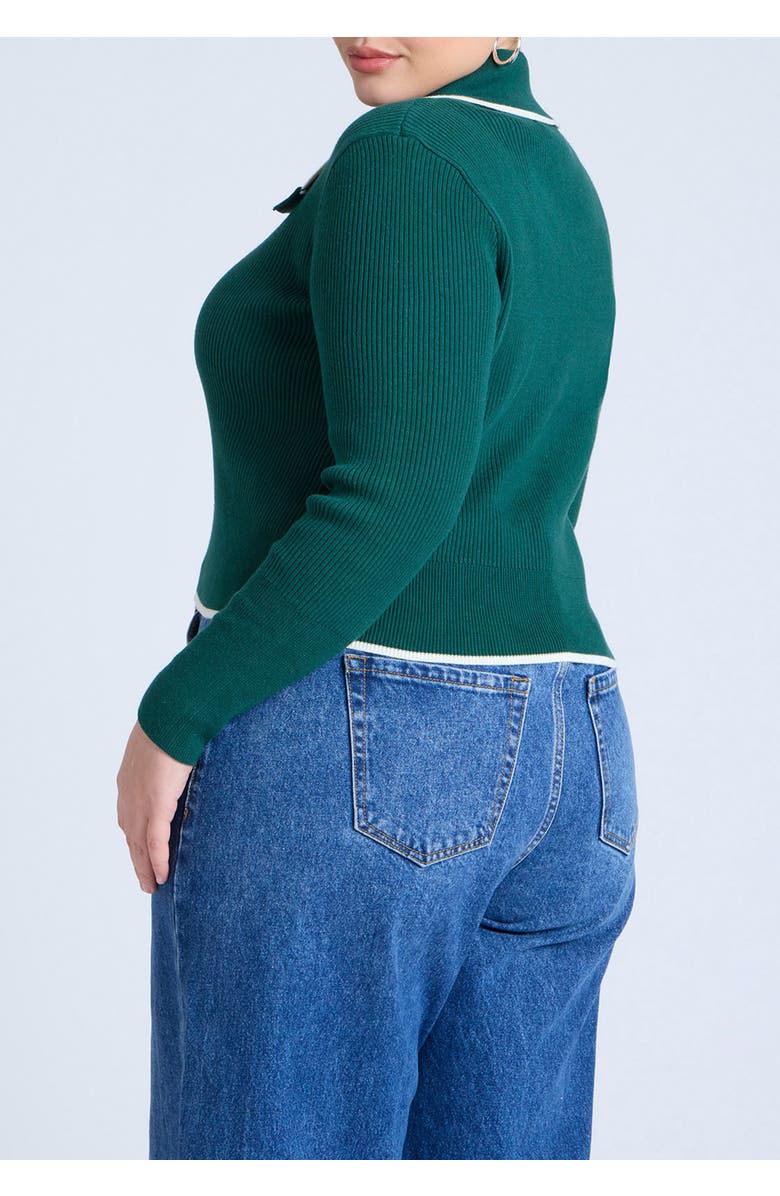 ELOQUII Oversized Collar Ribbed Sweater, Alternate, color, Green