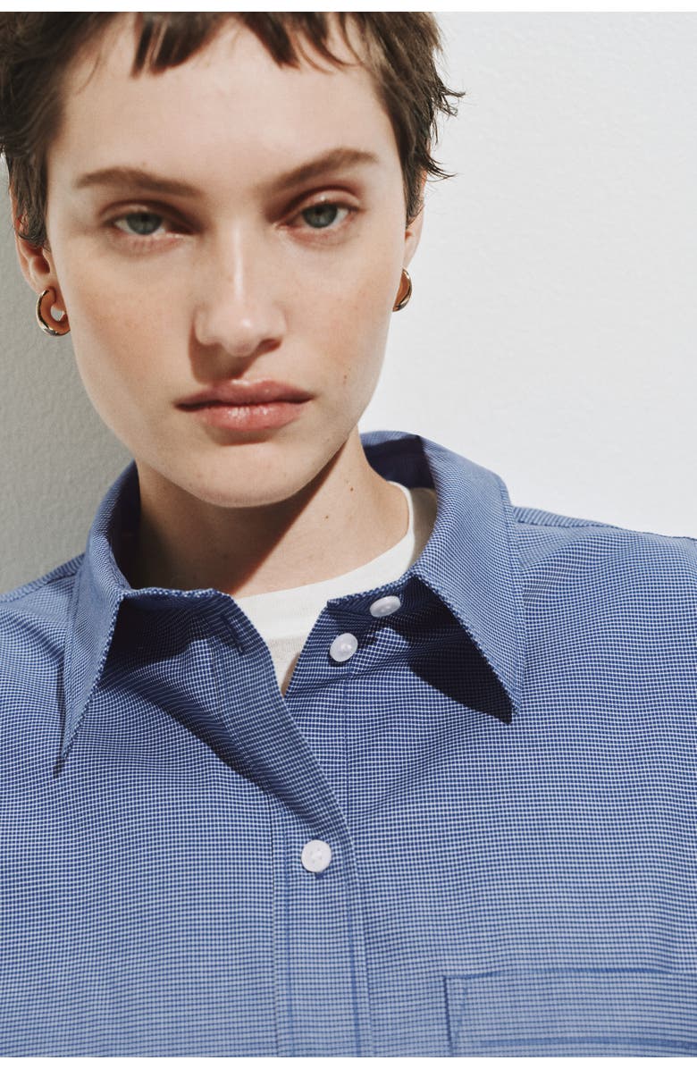 H&M Oversized Cotton Poplin Shirt, Alternate, color, Blue/Checked