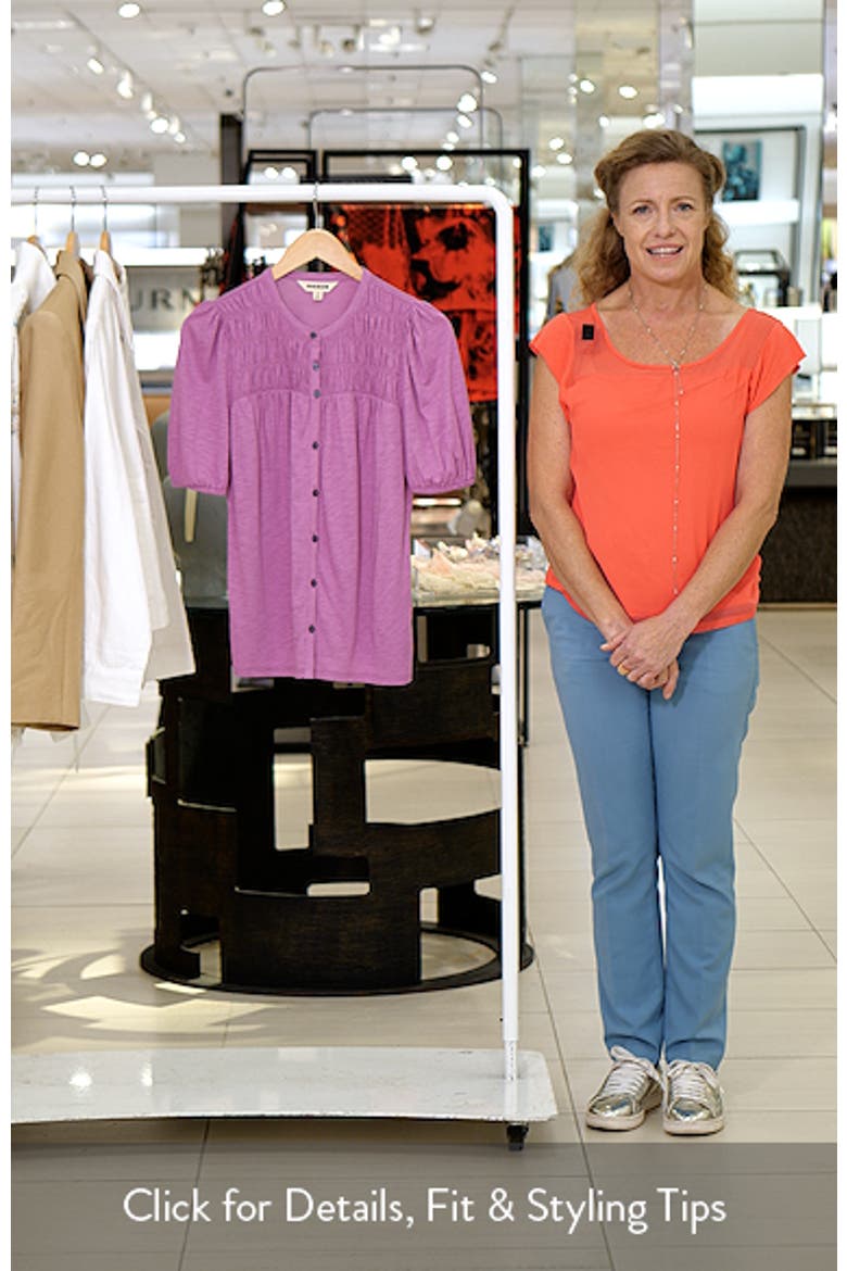 Mya Smocked Short Sleeve Button-Up Shirt video