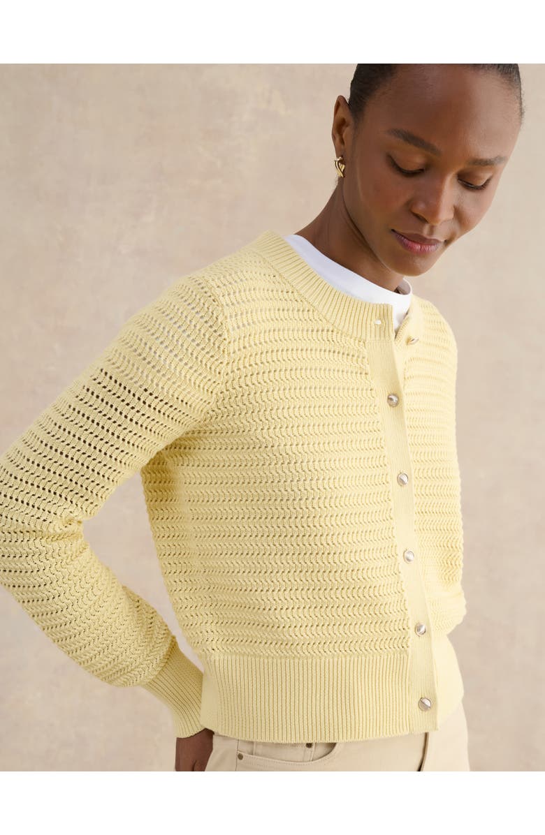 HOBBS LONDON Felicity Regular-Fit Cotton Cardigan, Alternate, color, Pale Yellow