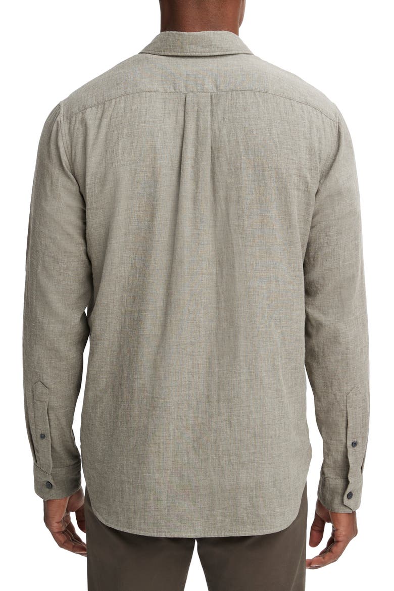 Double Face Cotton Button-Up Shirt, Alternate, color, HEATHER LIMESTONE