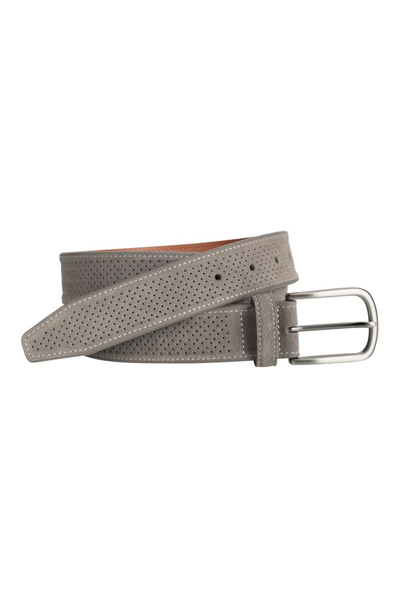 Perforated Suede Belt, Alternate, color, GRAY SUEDE LEATHER
