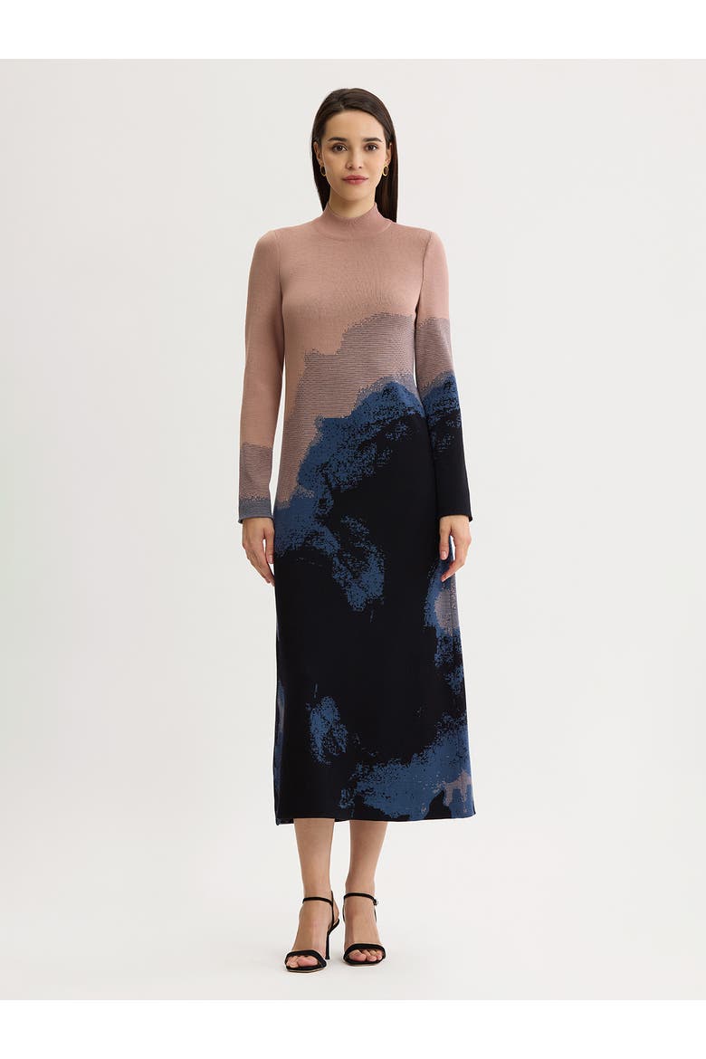 Landscape Mock Neck Knit Maxi Dress, Main, color, Charmeuse/Stardust/Black