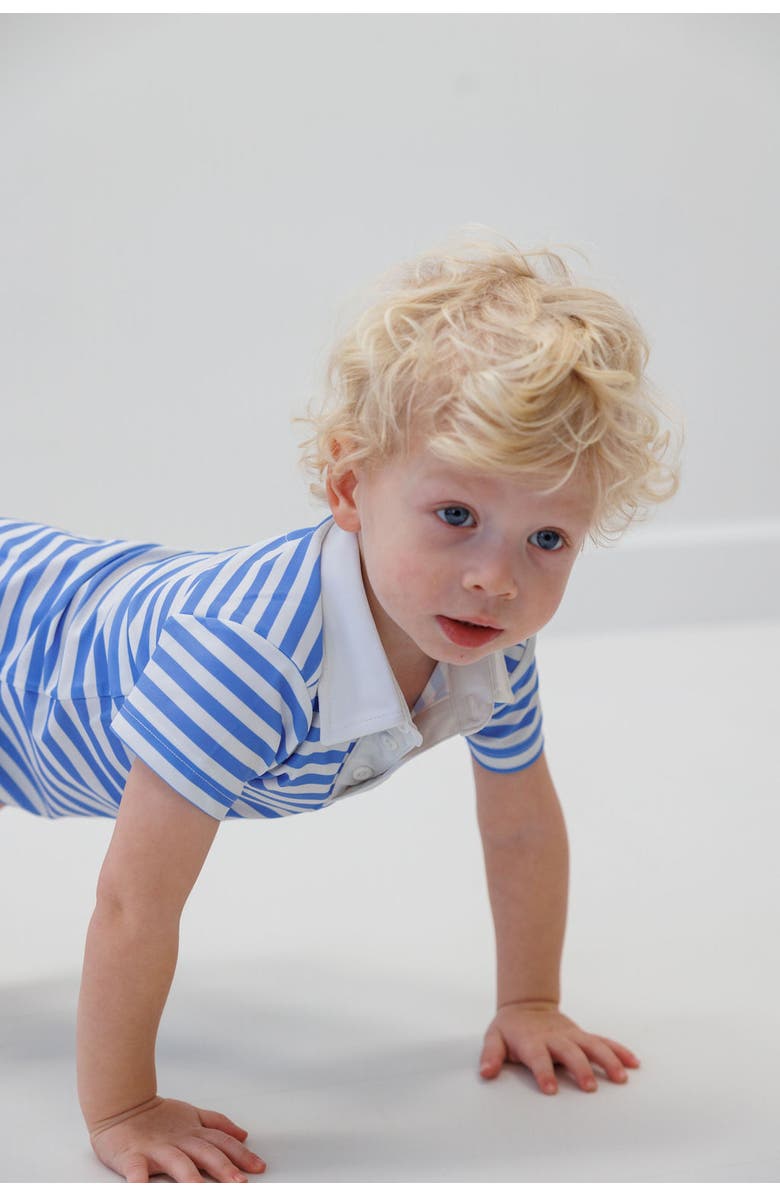 Courtside Kids Boys Polo Shirt, Alternate, color, Blue/White Stripe