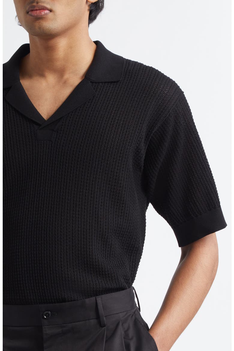 Ribbed Polo Sweater, Alternate, color, N0000 BLACK