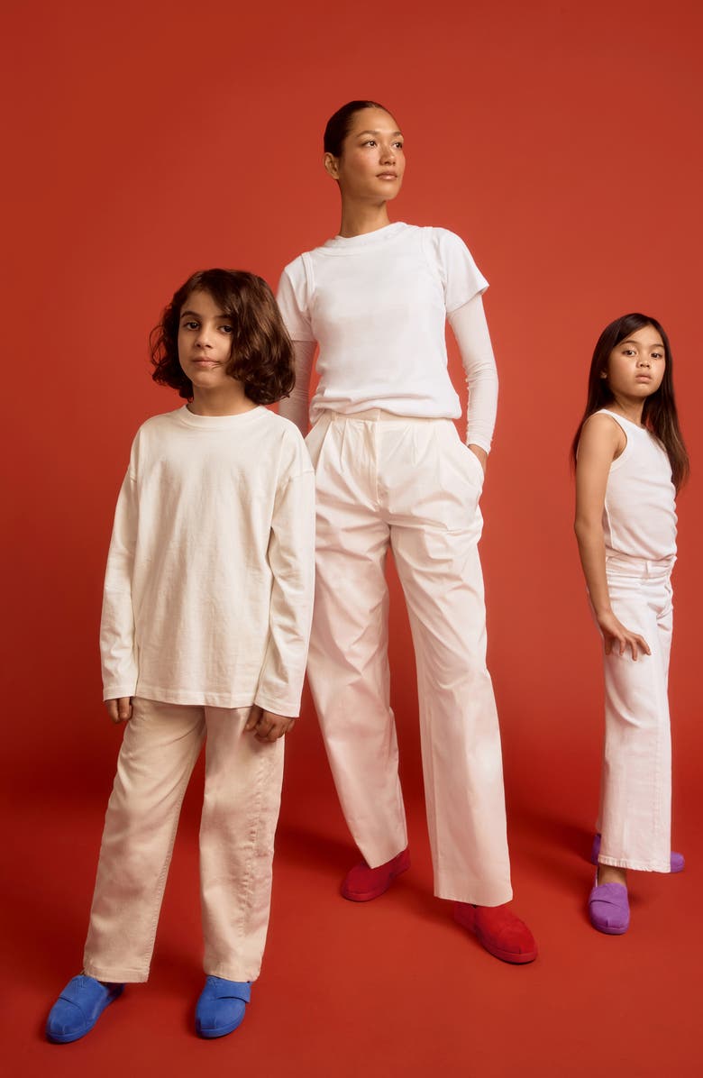 TOMS x Jamie Mizrahi Kids' Alp FWD Water Repellent Suede Slip-On Espadrille, Alternate, color, Bright Blue