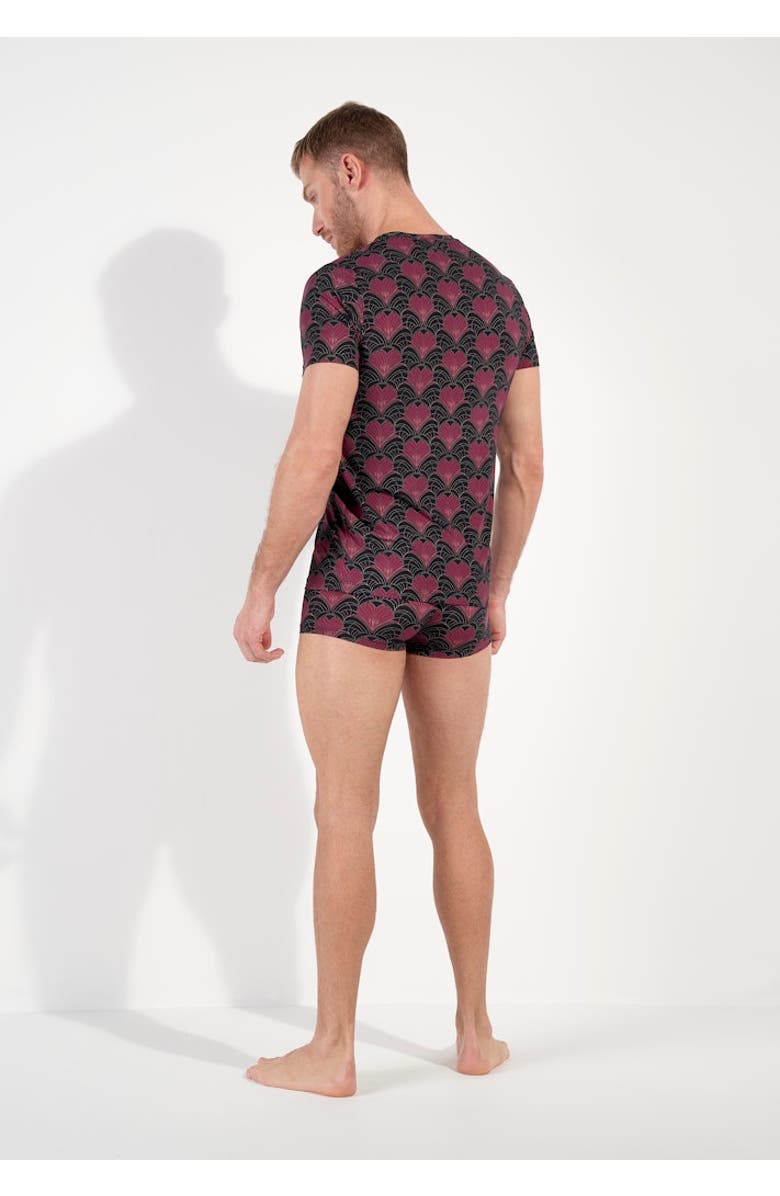 HOM Carlyle Tee-Shirt V Neck, Alternate, color, Bordeaux Print