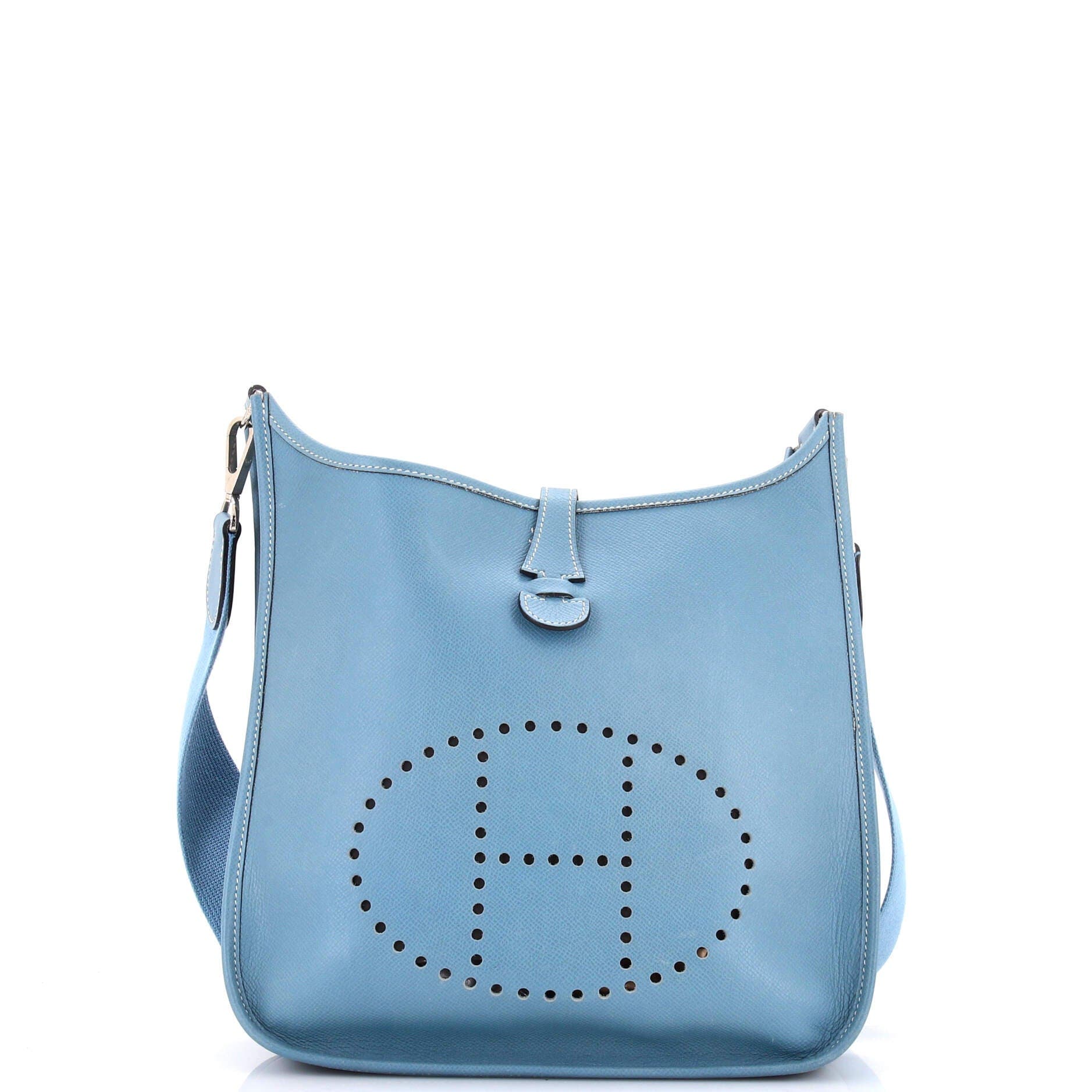 Pre-Owned Hermes Evelyne Bag Gen I Epsom PM, Main, color, Bleu Jean