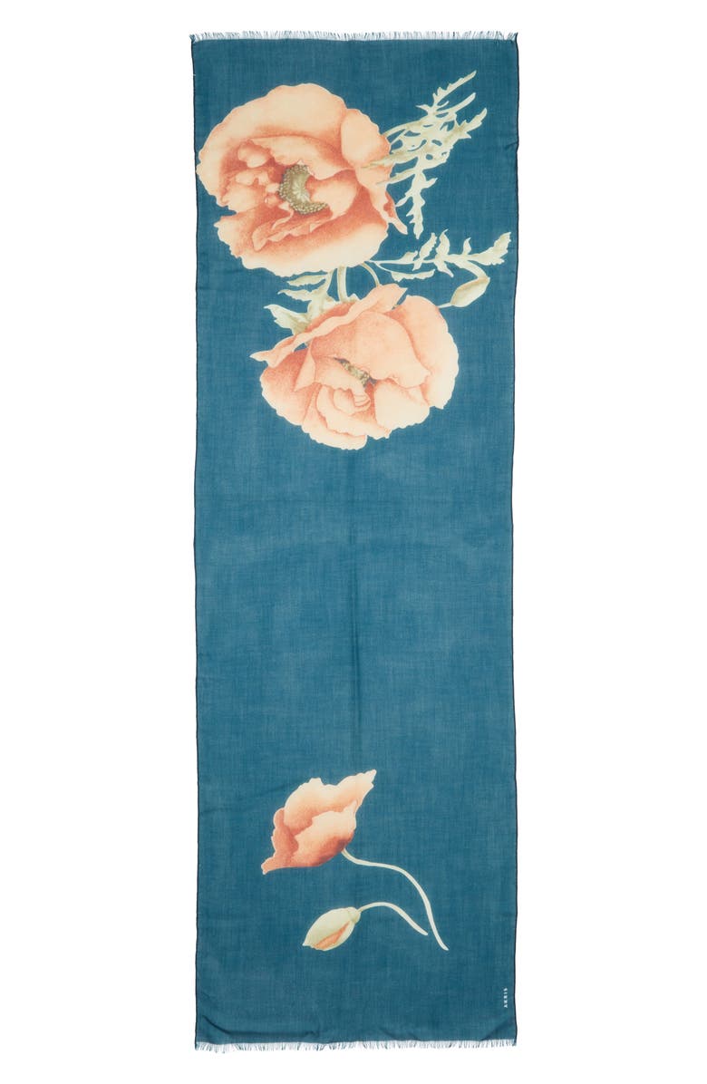 Akris Anemone Cashmere Fringe Scarf, Main, color, River Green