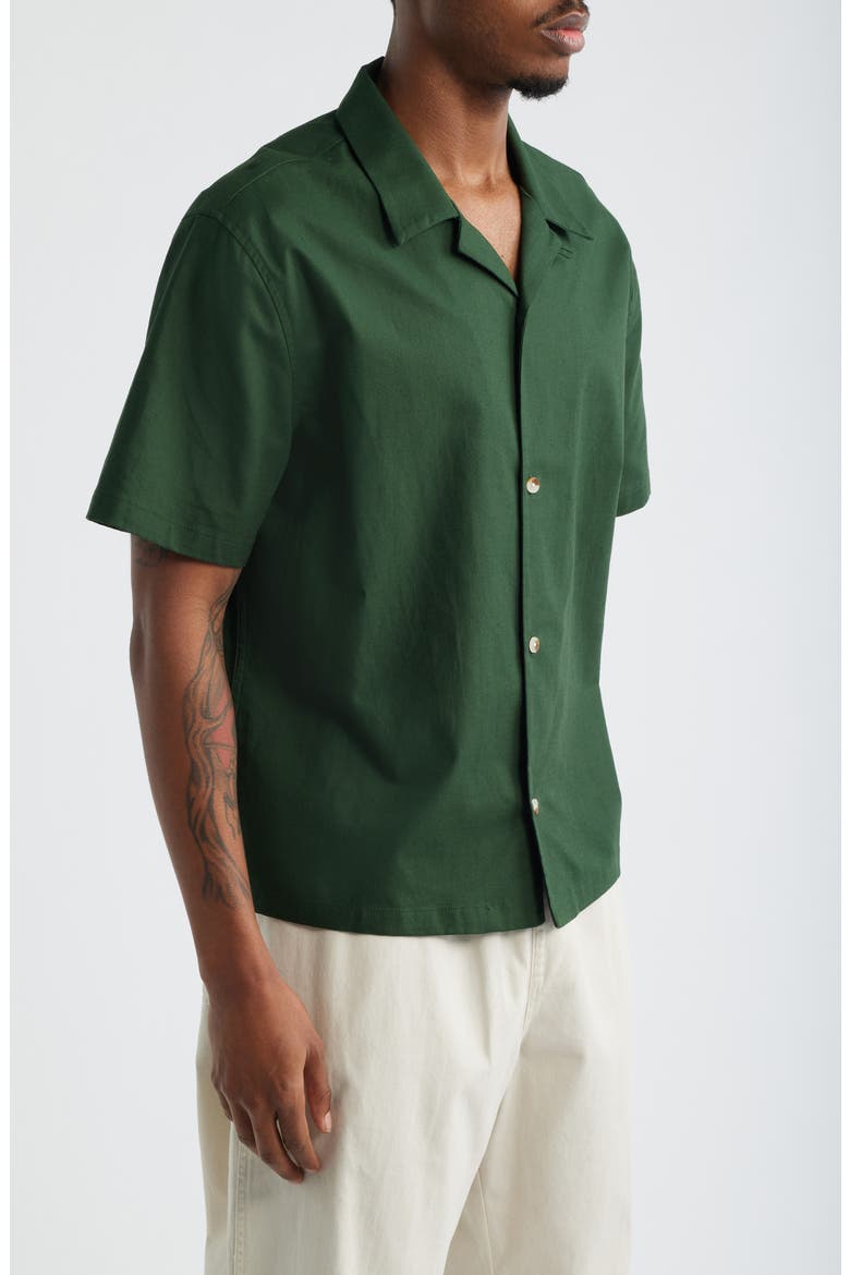 Elai Cotton & Linen Camp Shirt, Alternate, color, GREEN