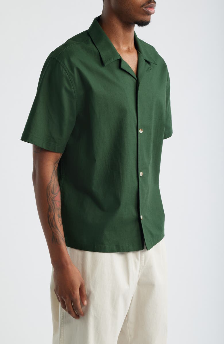 PacSun Elai Cotton & Linen Camp Shirt, Alternate, color, Green