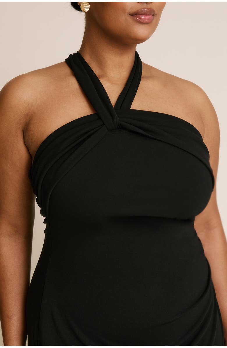 Six Stories Halter Neck Stretch Bridesmaid Dress, Alternate, color, Black