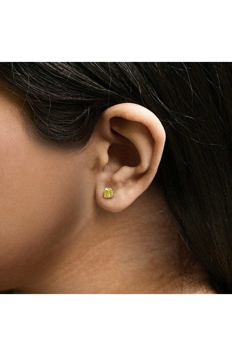 Haus of Brilliance 14K Gold 1 1/2 Cttw Lab Grown Yellow Diamond Solitaire Stud Earrings, Alternate, color, White