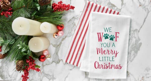 C & F Home C&f Home We Woof You A Merry Little Christmas Flour Sack Embroidered Cotton Flour Sack Kitchen Towel In White