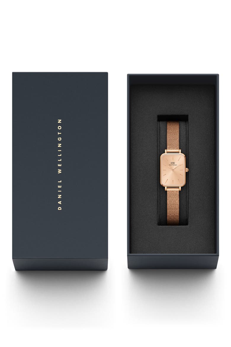 Quadro Unitone Mesh Strap Watch, 20mm x 26mm, Alternate, color, ROSE GOLD UNITONE