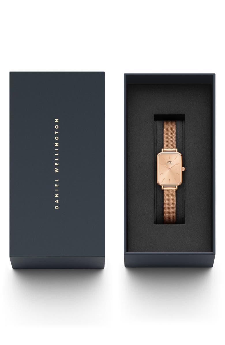 Daniel Wellington Quadro Unitone Mesh Strap Watch, 20mm x 26mm, Alternate, color, Rose Gold Unitone