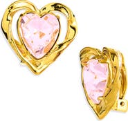 Oscar de la Renta Heart Stone Crystal Earrings