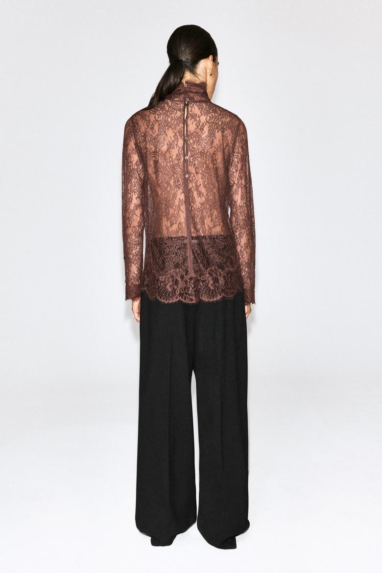 Turtleneck Lace Top, Alternate, color, BROWN