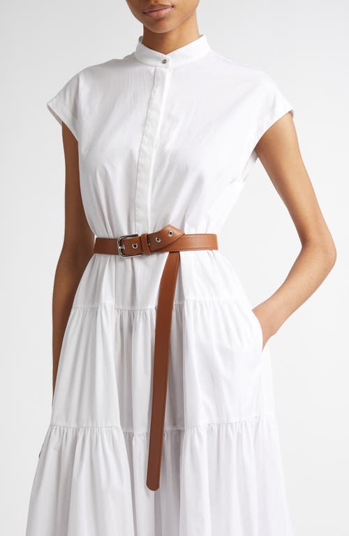 Max Mara Bairo Cotton Tiered Shirtdress In Optical White