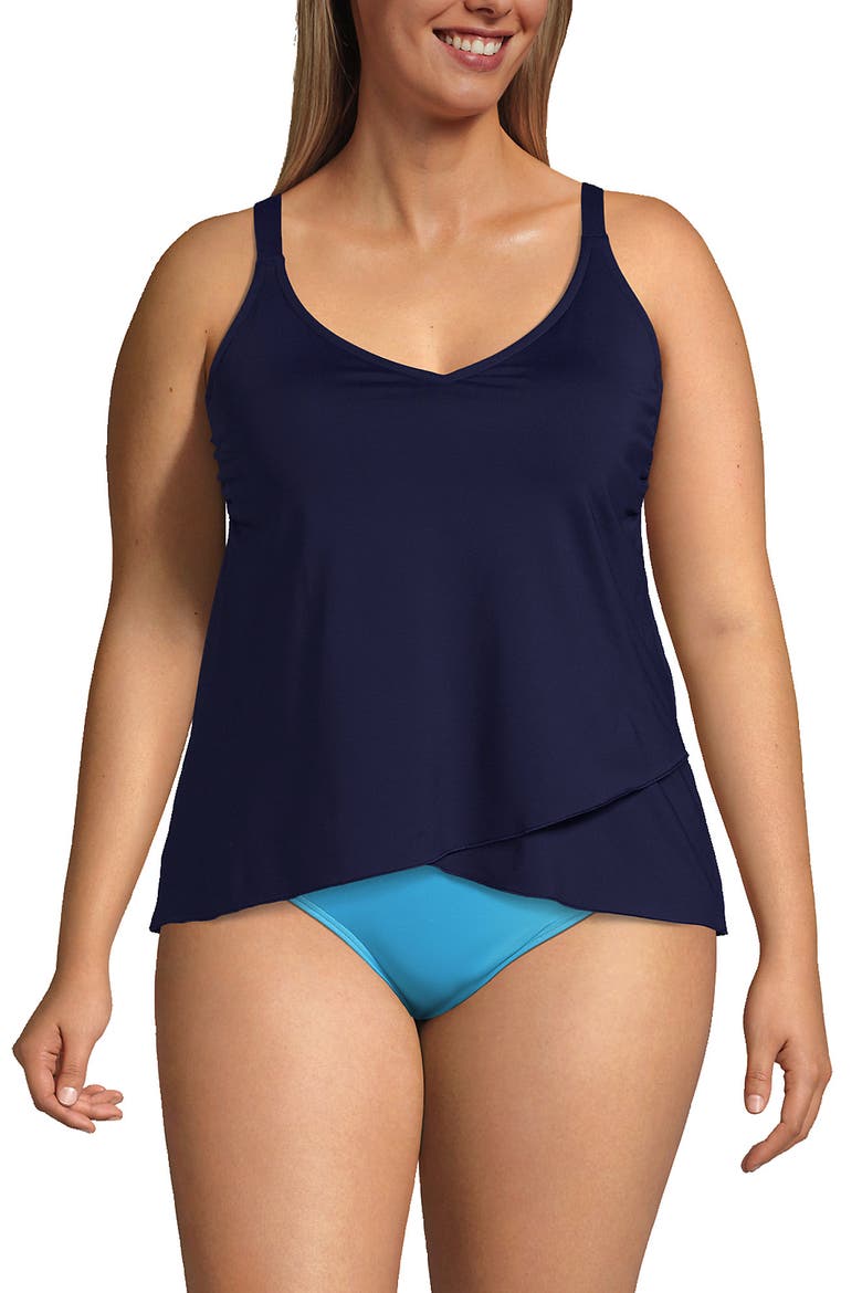 Plus Size Tulip Hem Tankini Top, Main, color, Deep Sea Navy