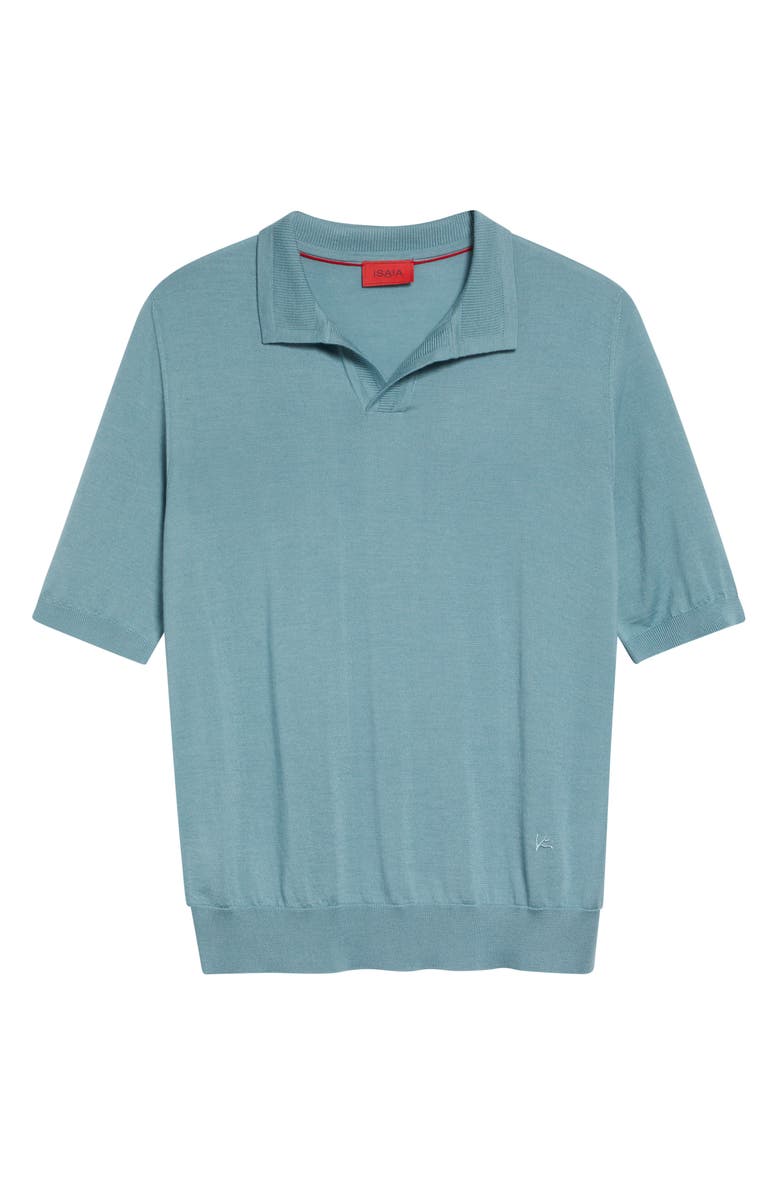 ISAIA Wool, Silk & Cashmere Polo, Alternate, color, Aqua