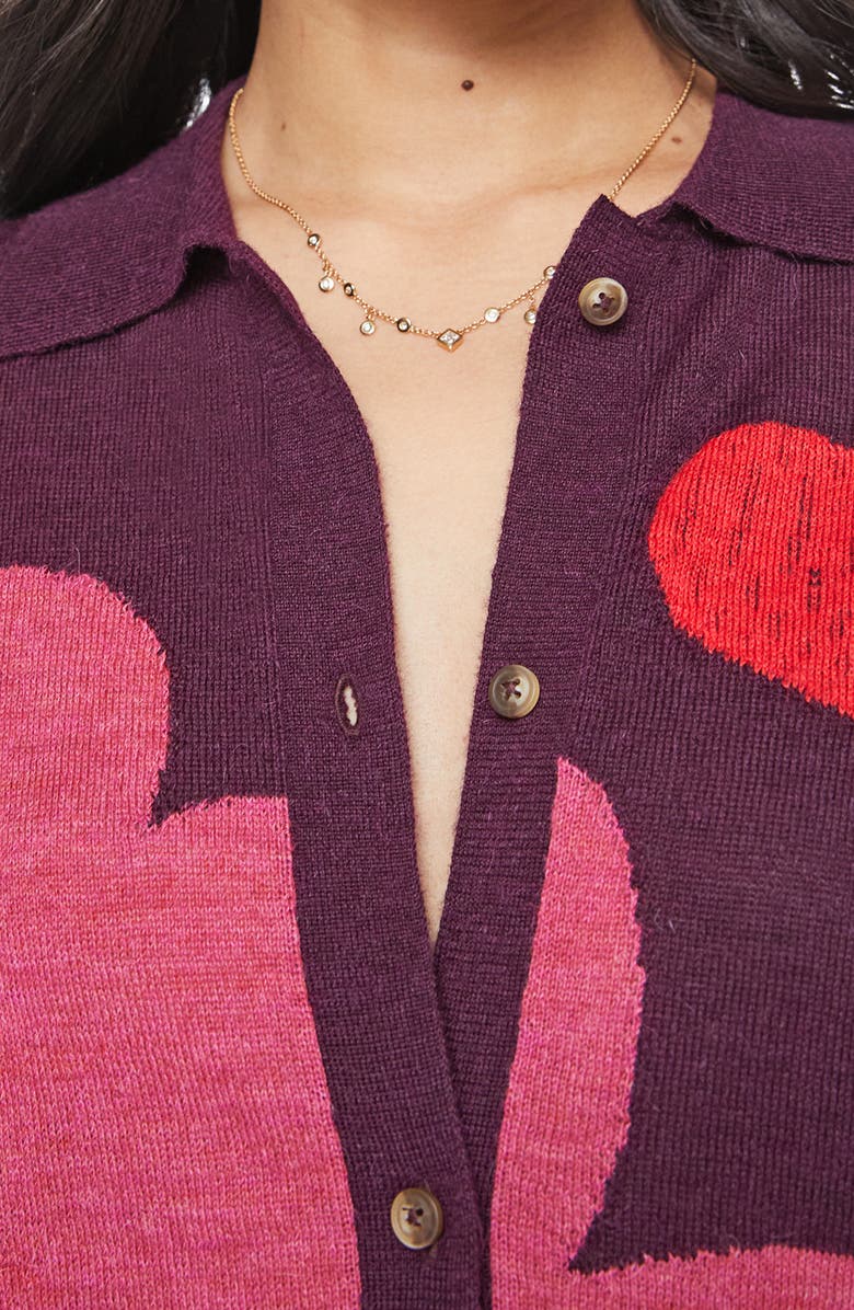 MOTHER The Racquet Abstract Print Alpaca Cardigan, Alternate, color, Pop Art