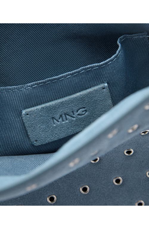 Mango Die-cut Leather Shopper Bag In Blue