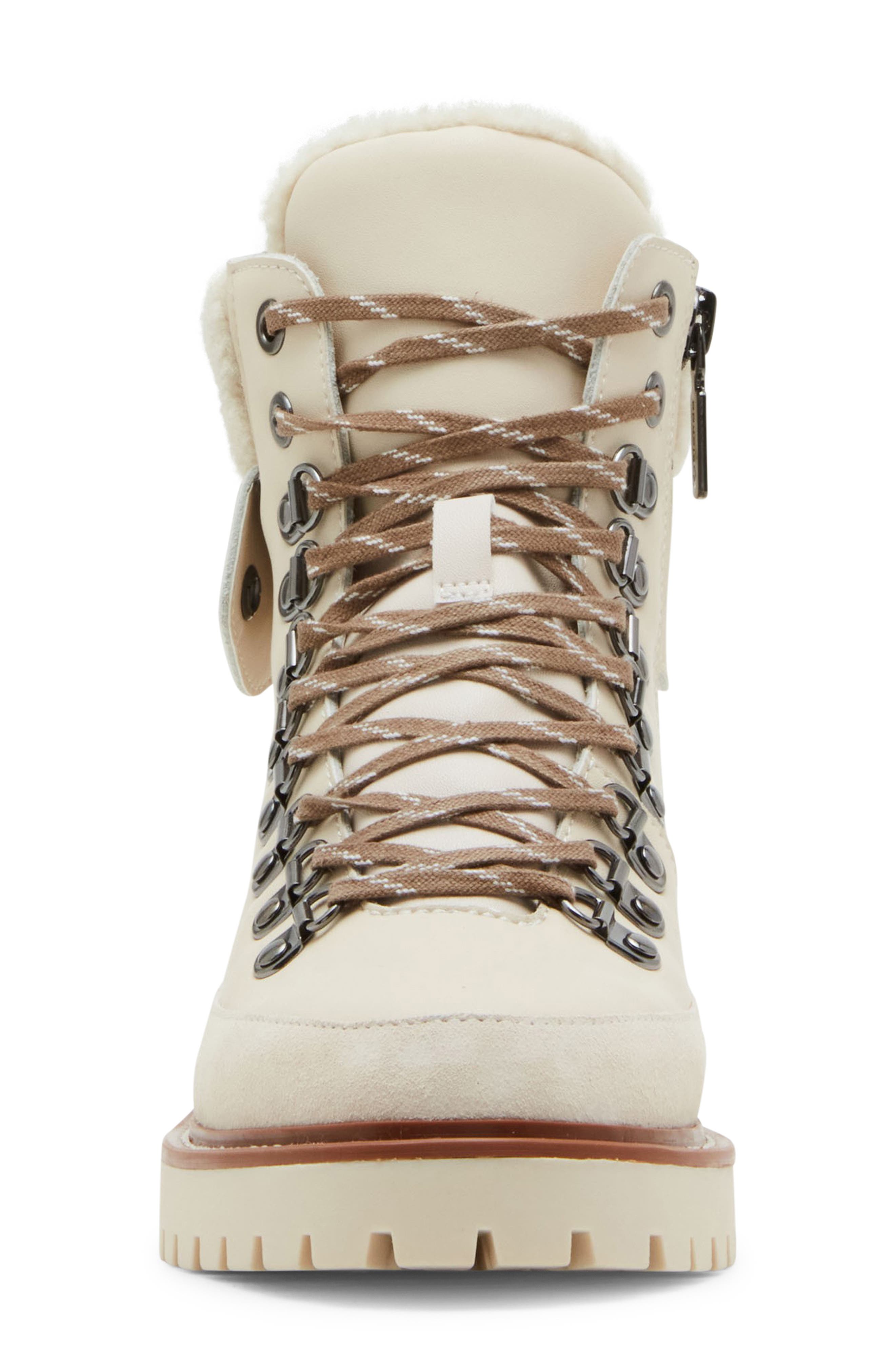 Natasia Faux Shearling Cuff Waterproof Boot, Alternate, color, BONE LEATHER/ FABRIC
