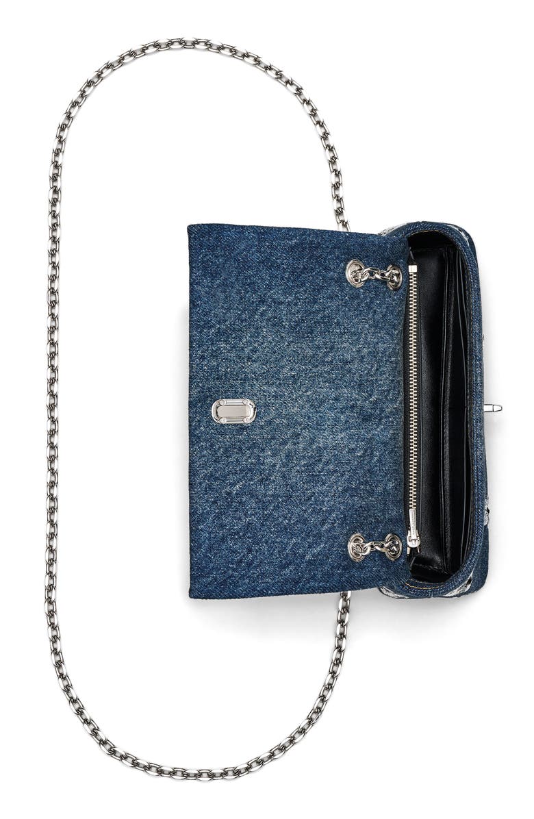 Marc Jacobs The Dual Chain Sequin Daisy Denim Wallet on a Chain, Alternate, color, 