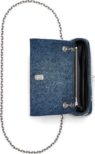 Marc Jacobs The Dual Chain Sequin Daisy Denim Wallet on a