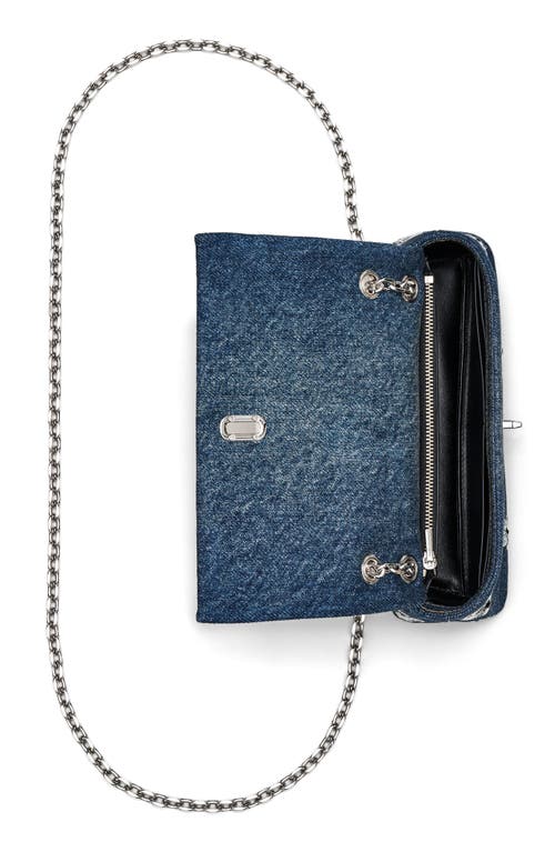 Marc Jacobs The Dual Chain Sequin Daisy Denim Wallet On A Chain In Vintage Indigo
