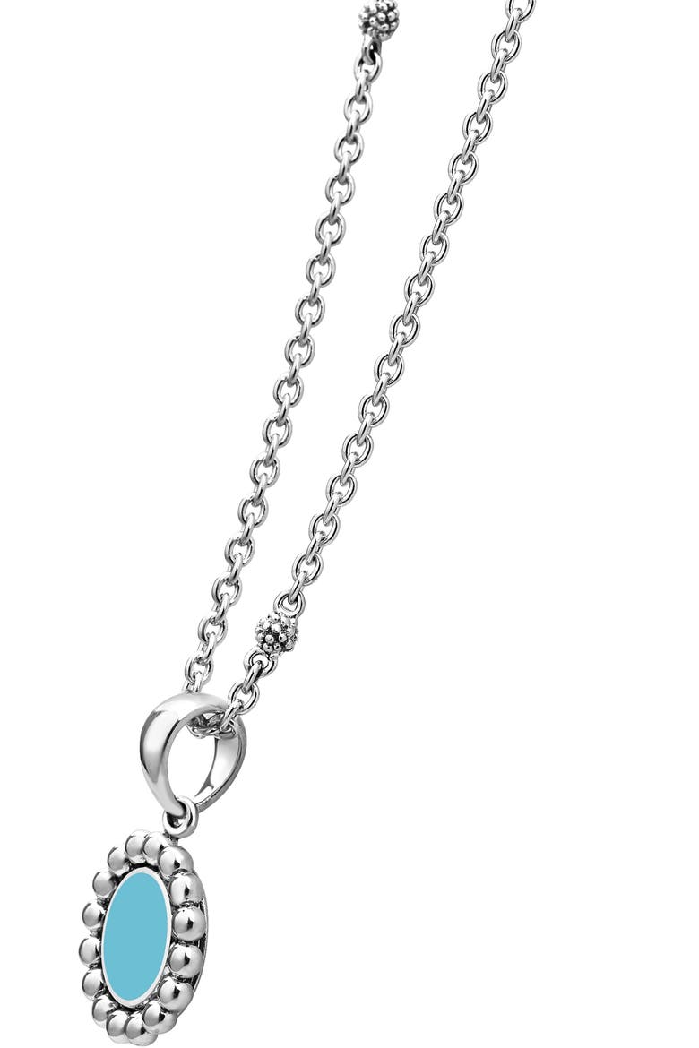 Maya Blue Ceramic Pendant Necklace, Alternate, color, SILVER