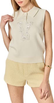 English Factory Appliqué Knit Vest